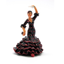 FLAMENCA TOPOS 9CM NEGRA ROJA