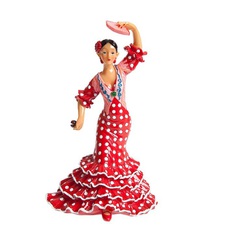 FLAMENCA TOPOS 12 CM ROJA BLANCA