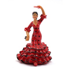 FLAMENCA TOPOS 9CM ROJA NEGRA