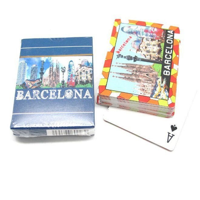 CARTAS JUEGO POKER BARCELONA ROJO 9CM