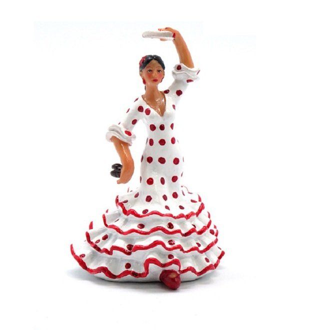 FLAMENCA TOPOS 9 CM BLANCA ROJA