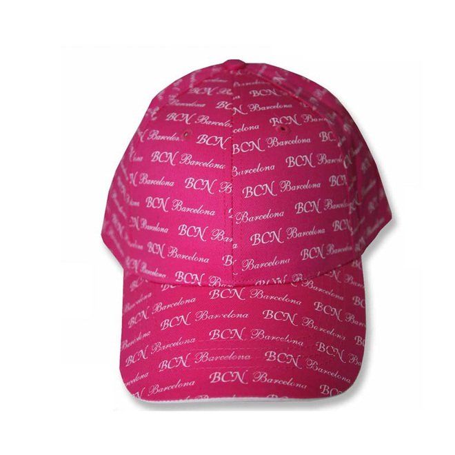 GORRA ALGODON BORDADO BCN BARCELONA ROSA OSCURO