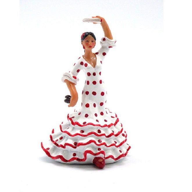 FLAMENCA TOPOS 12 CM BLANCA ROJA