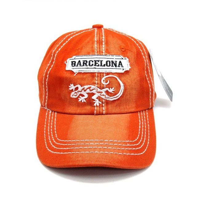 GORRA ALGODON BORDADO LAGARTO FORNTAL COSIDO BARCELONA ORANGE