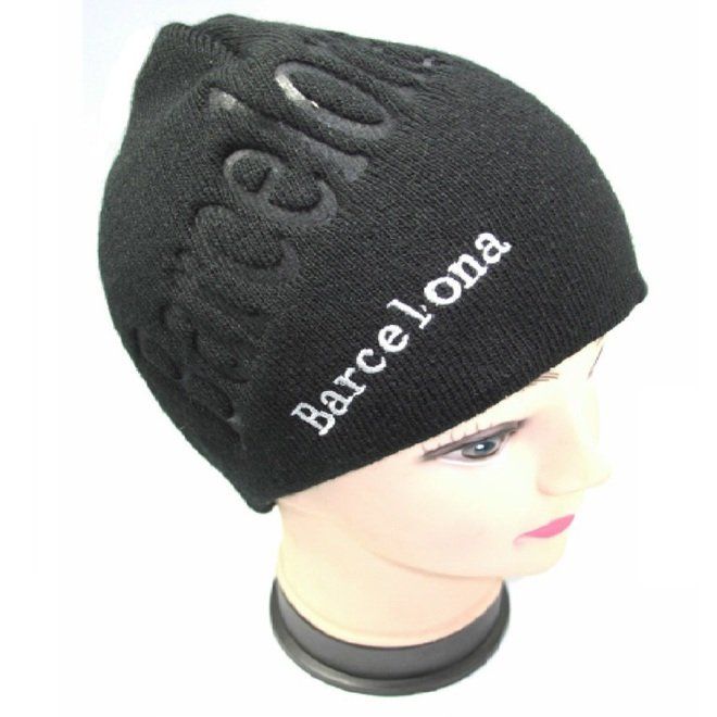 GORRO INVIERNO ALGODON BARCELONA DIAGONAL NEGRO